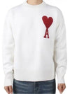 Intarsia Big Heart Logo Wool Knit Top Ivory - AMI - BALAAN 2