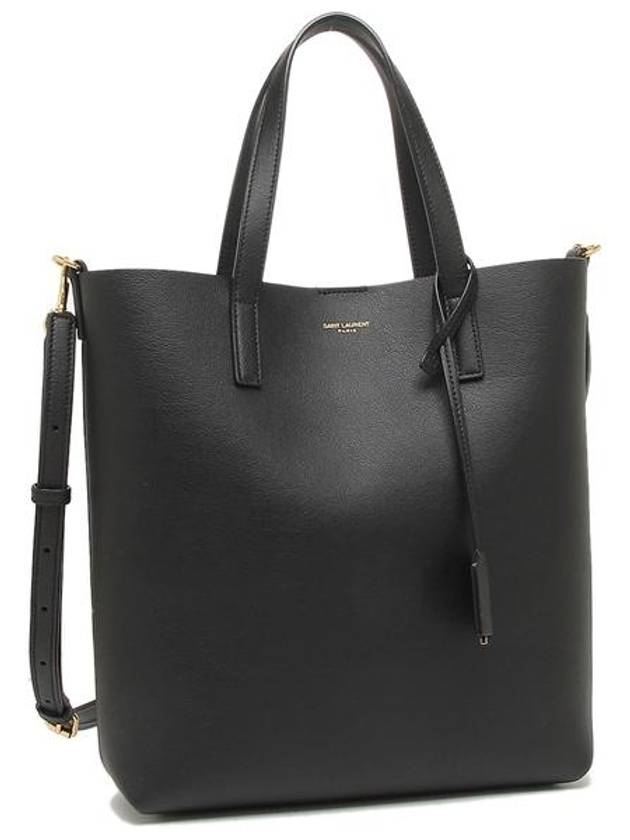 Shopping Toy Supple Leather Tote Bag Black - SAINT LAURENT - BALAAN 3