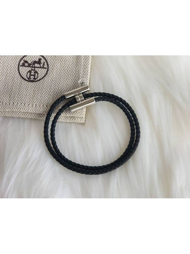 Tunis Tresse Palladium Bracelet Noir - HERMES - BALAAN 4