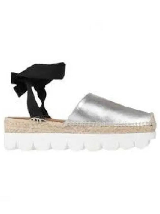 Ankle Tie Platform Espadrilles Silver - MARNI - BALAAN 2