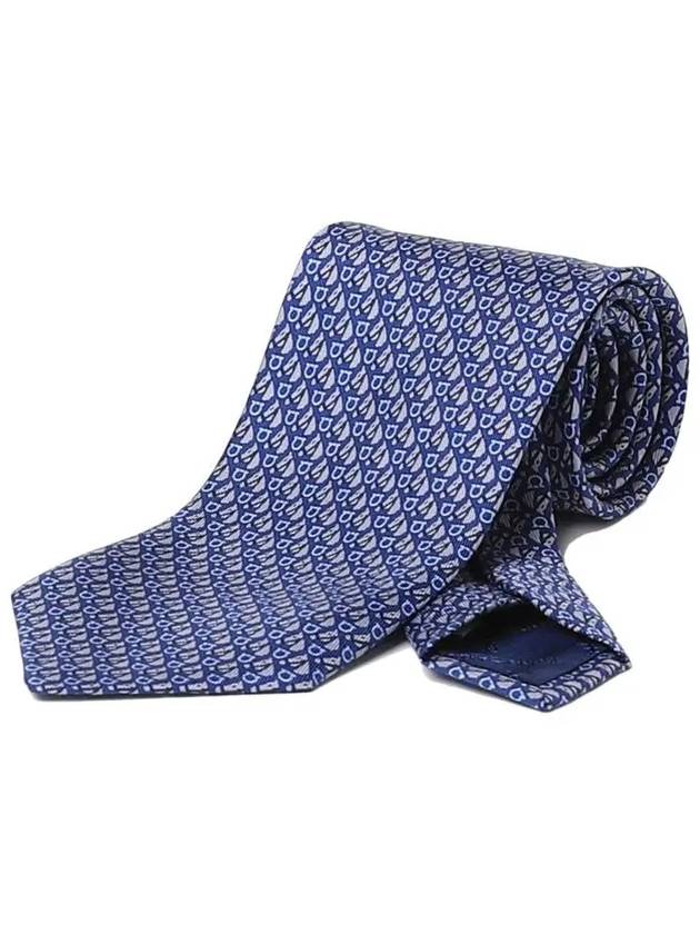 Equestrian Print Silk Tie Navy Blue - SALVATORE FERRAGAMO - BALAAN 4