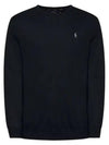 Embroidered Logo Crew Neck Knit Top Black - POLO RALPH LAUREN - BALAAN 2