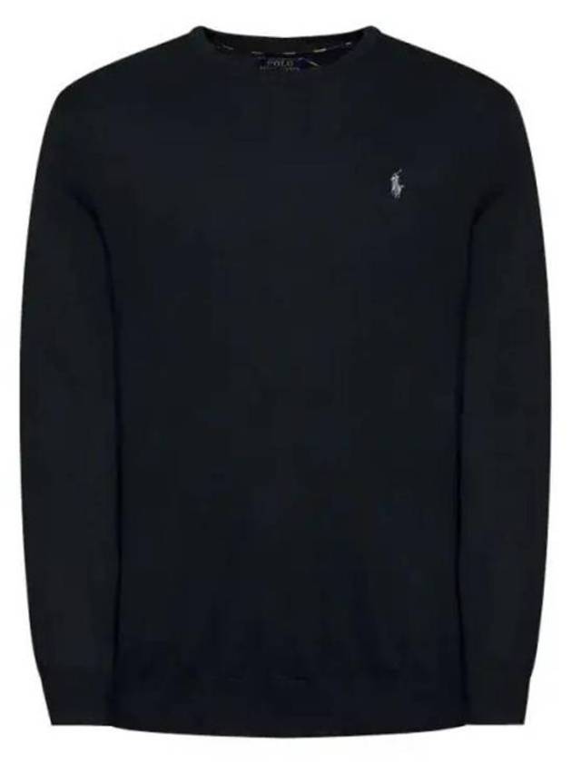 Embroidered Logo Crew Neck Knit Top Black - POLO RALPH LAUREN - BALAAN 2