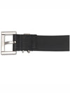 Silver Hardware Monogram Buckle Leather Belt Black - SAINT LAURENT - BALAAN 6