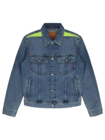 Barsi paneled trucker jacket medium blue jumper - DIESEL - BALAAN 1