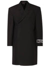 Studios Logo Patch Wool Over Double Coat Black - ACNE STUDIOS - BALAAN 3