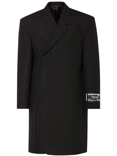 Studios Logo Patch Wool Over Double Coat Black - ACNE STUDIOS - BALAAN 2