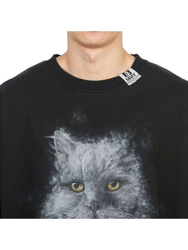 Men's Cat Print Sweatshirt Black - MIHARA YASUHIRO - BALAAN 6