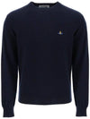 Logo Crew Neck Wool Knit Top Navy - VIVIENNE WESTWOOD - BALAAN 1