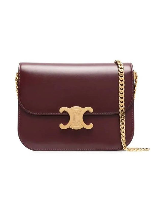 College Triomphe Shiny Calfskin Cross Bag Dark Burgundy - CELINE - BALAAN 1