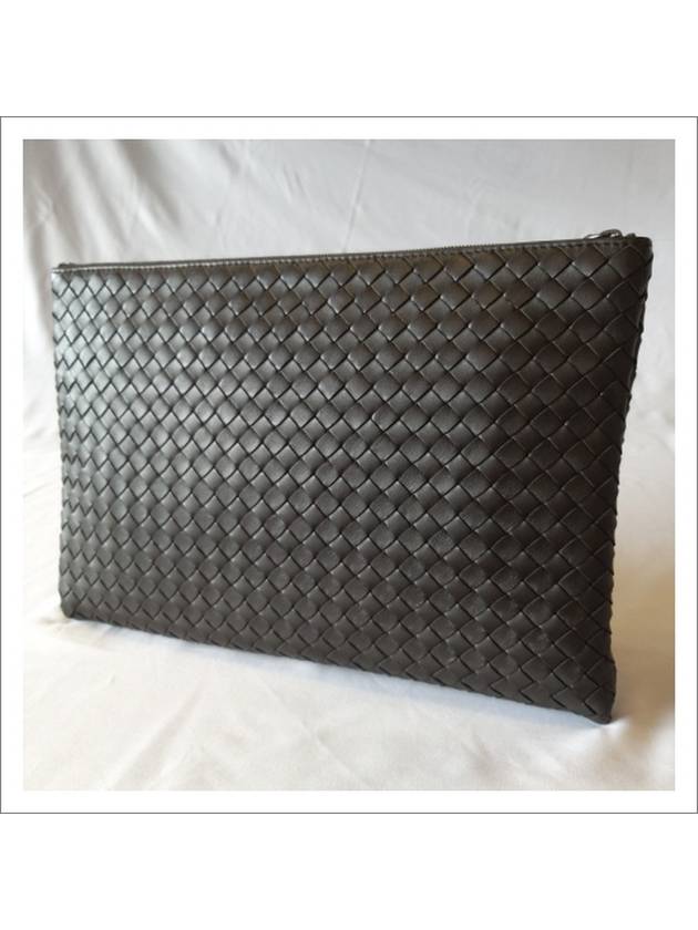 Intrecciato Document Leather Clutch Bag Dark Brown - BOTTEGA VENETA - BALAAN 3