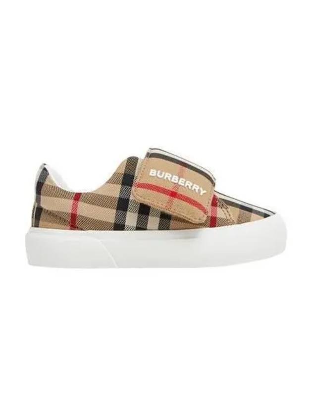 Kids Check Velcro Sneakers Beige - BURBERRY - BALAAN 2