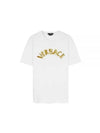 Seashell Baroque Embroidered Logo Crewneck Short Sleeve T-Shirt Black - VERSACE - BALAAN 1