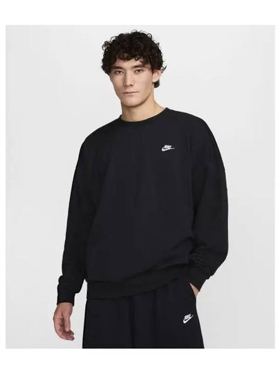 Club Fleece Oversized French Terry Crew M Black White HJ1820 010 - NIKE - BALAAN 1