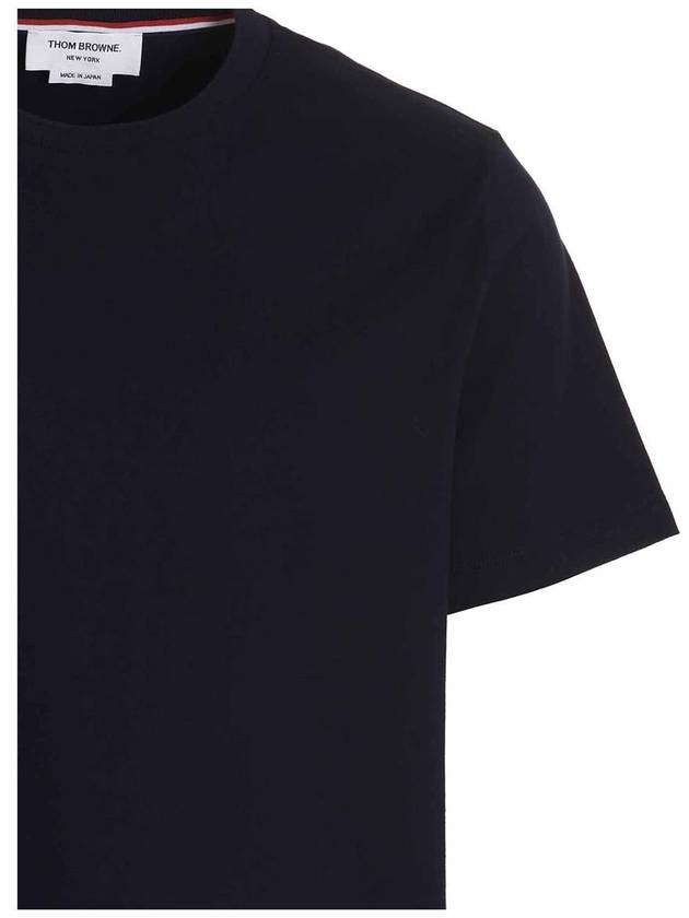 Men's Side Slit Relaxed Short Sleeve T-Shirt Navy - THOM BROWNE - BALAAN 4