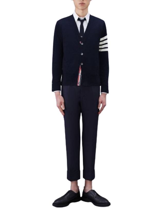 Men's Sustainable Classic Diagonal Wool Cardigan Navy - THOM BROWNE - BALAAN 5