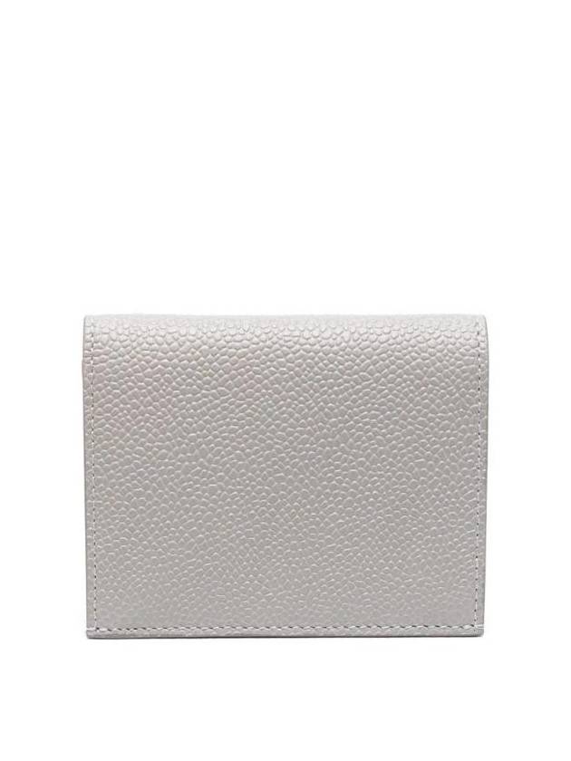 Pebble Grained Leather Double Card Wallet Grey - THOM BROWNE - BALAAN 1