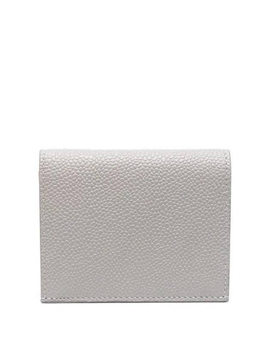 Pebble Grained Leather Double Card Wallet Grey - THOM BROWNE - BALAAN 1