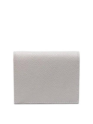 Pebble Grained Leather Double Card Wallet Grey - THOM BROWNE - BALAAN 1