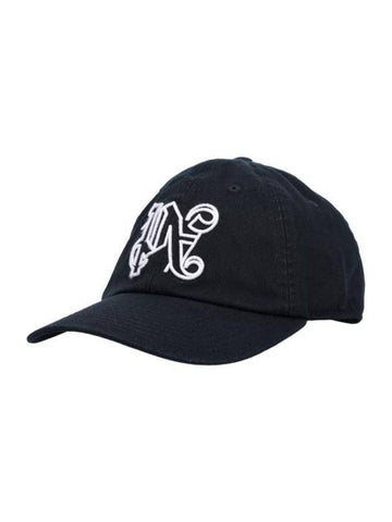 Monogram Ball Cap Black - PALM ANGELS - BALAAN 1