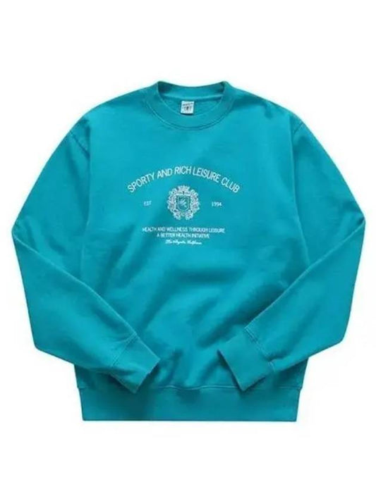 Crest Crew Neck Cotton Sweatshirt Blue - SPORTY & RICH - BALAAN 2