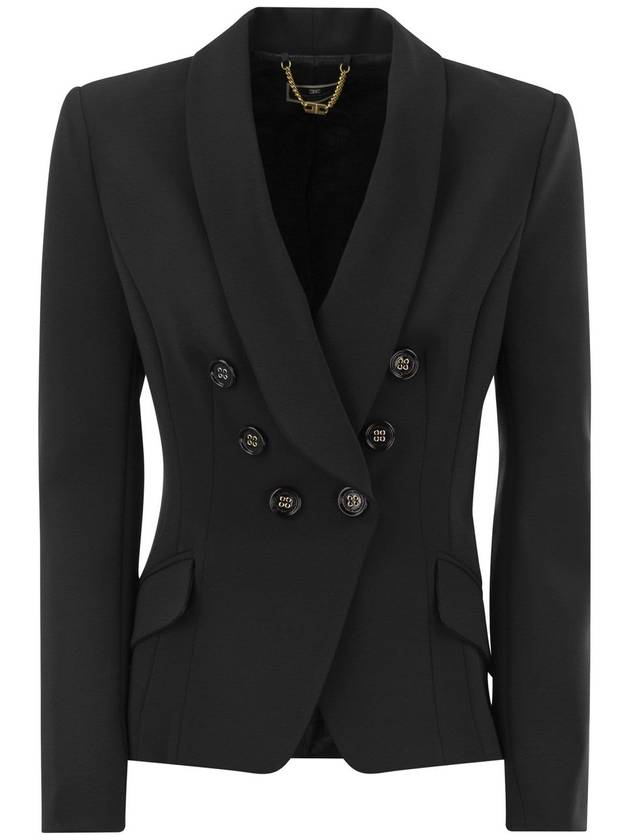 Double-breasted crepe jacket with shawl lapels - ELISABETTA FRANCHI - BALAAN 1