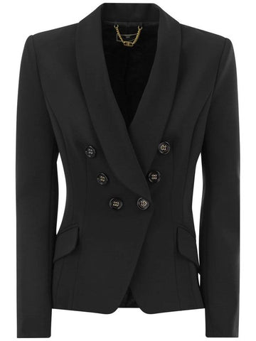 Double-breasted crepe jacket with shawl lapels - ELISABETTA FRANCHI - BALAAN 1