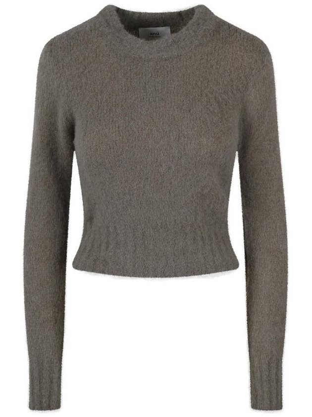 Brushed Round Neck Knit Top Grey - AMI - BALAAN 2