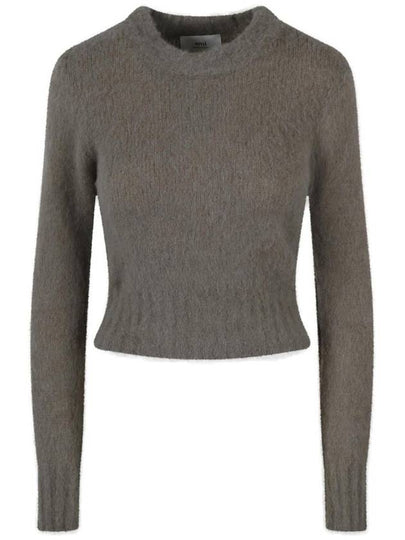 Brushed Round Neck Knit Top Grey - AMI - BALAAN 2