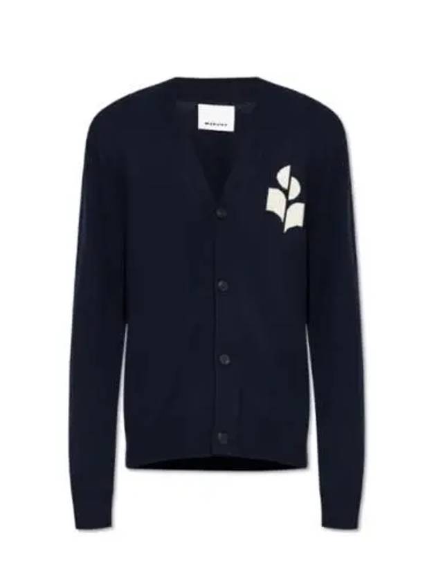 Men's Logo Intarsia Cardigan Navy - ISABEL MARANT - BALAAN 2