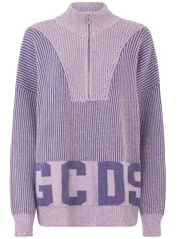 Gcds Ribbed Low Logo Half Zipper Sweater Clothing - GCDS - BALAAN 1