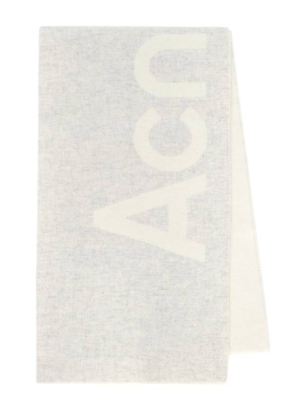 Jacquard Logo Two Tone Wool Muffler White Light Grey - ACNE STUDIOS - BALAAN 2