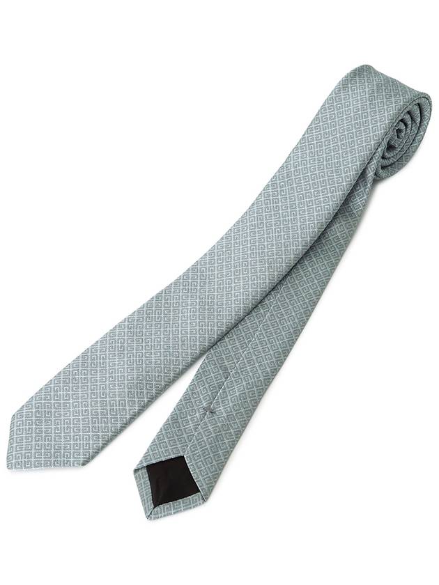 4G All Over Embroidered Logo Silk Tie Grey - GIVENCHY - BALAAN 5