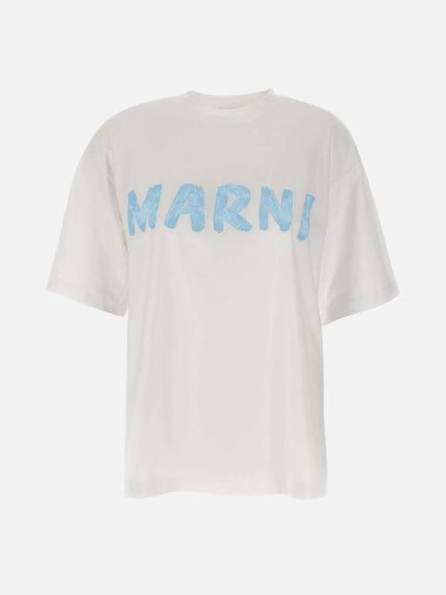 Logo Lettering Boxy Fit Short Sleeve T-Shirt White - MARNI - BALAAN 2