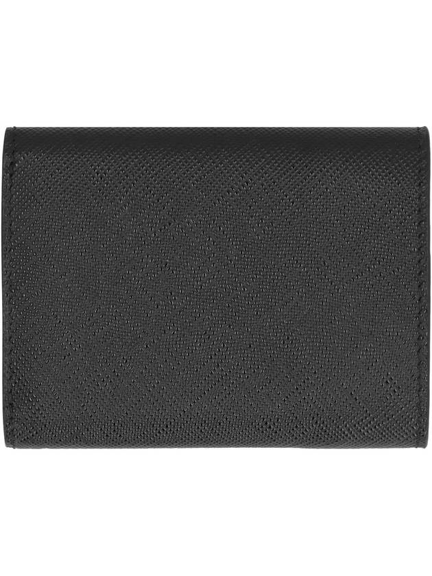 Women's Triangle Logo Saffiano Compact Half Wallet Black - PRADA - BALAAN 4