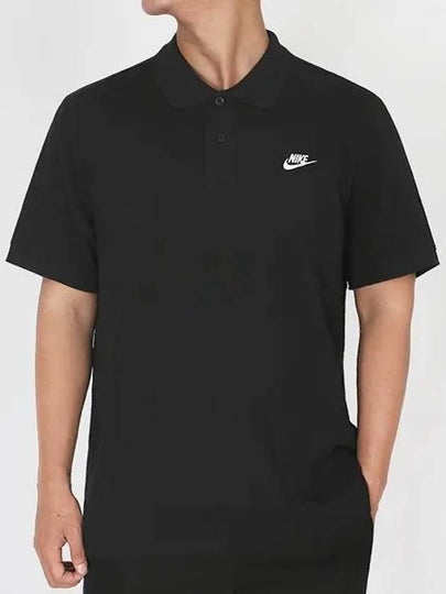 Club Loose Fit Pique Polo Shirt Black - NIKE - BALAAN 2