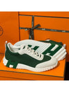 Bouncing Sneakers Mesh Suede Goatskin & Vert Cactus Blanc - HERMES - BALAAN 5