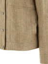 Linen Blend Shirt Jacket Beige - BRUNELLO CUCINELLI - BALAAN 5