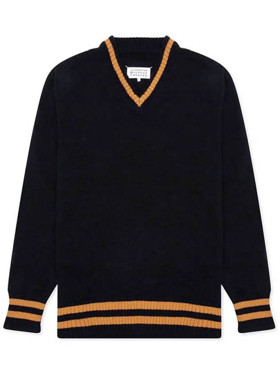 Stitch Patch Wool Knit Top Navy - MAISON MARGIELA - BALAAN 2