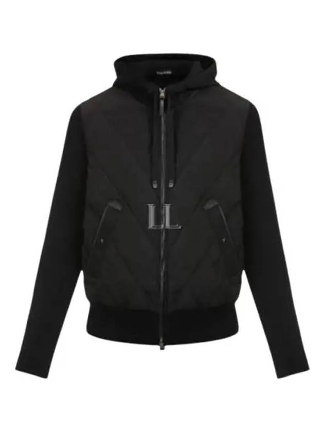 Wool Padded Zip-Up Hoodie Black - TOM FORD - BALAAN 2