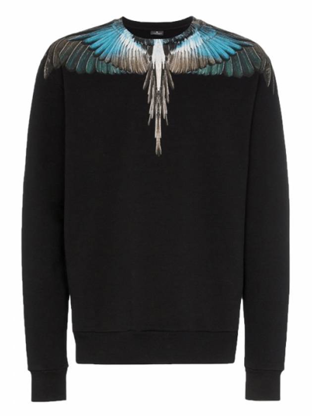 Wings Print Cotton Sweatshirt Black - MARCELO BURLON - BALAAN 1