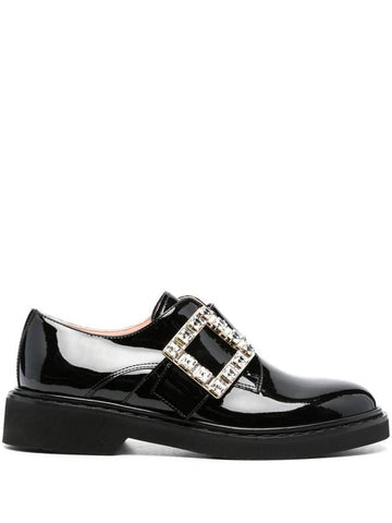 Viv Ranger Strass Buckle Leather Monk Strap Black - ROGER VIVIER - BALAAN 1