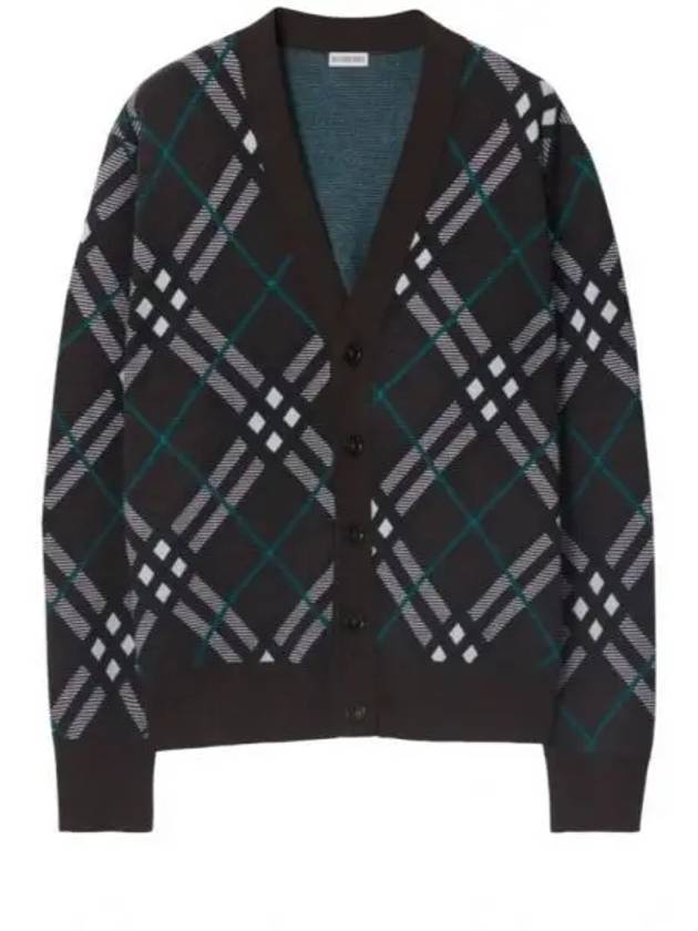 Check V-Neck Wool Mohair Blend Cardigan Snug - BURBERRY - BALAAN 2