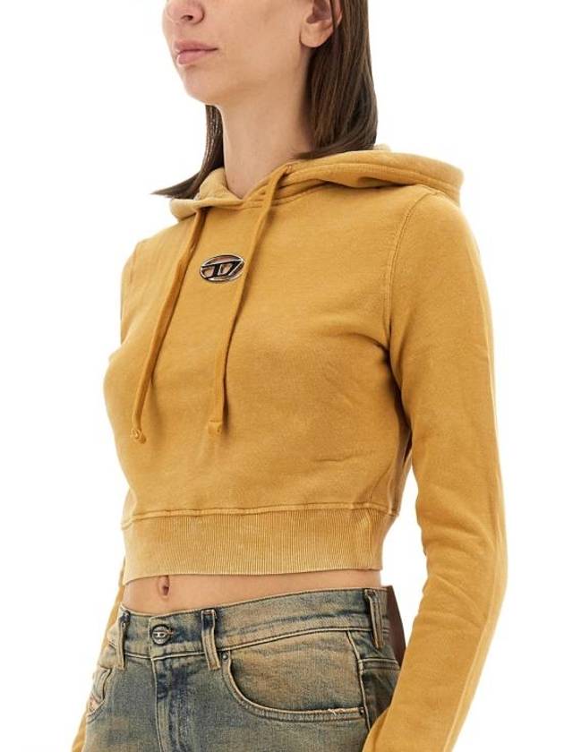 F Slimmy Hood P5 Metal Logo Faded Cut Out Hoodie Mustard Yellow - DIESEL - BALAAN 4