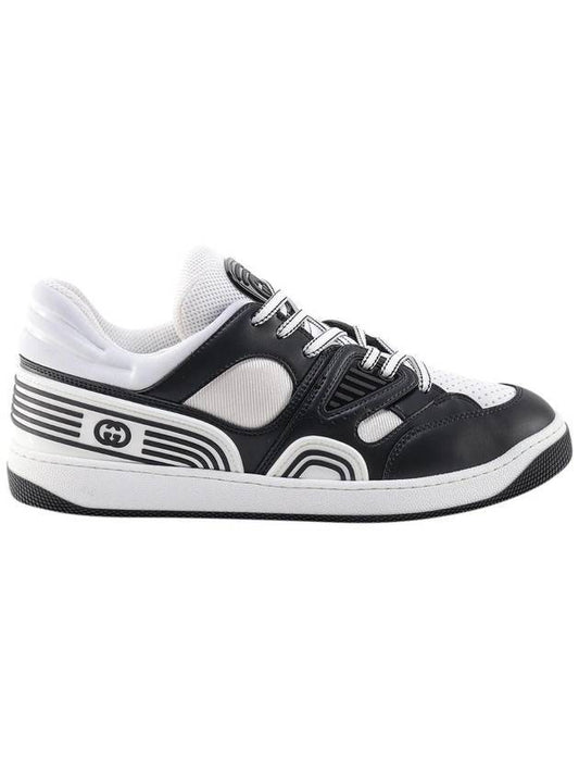 Basket Leather Low Top Sneakers Black - GUCCI - BALAAN.