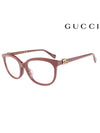 Eyewear GG Logo Temple Oval Glasses Burgundy - GUCCI - BALAAN.