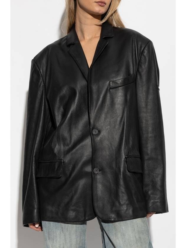 Balenciaga Leather Jacket In Oversize Style, Women's, Black - BALENCIAGA - BALAAN 3