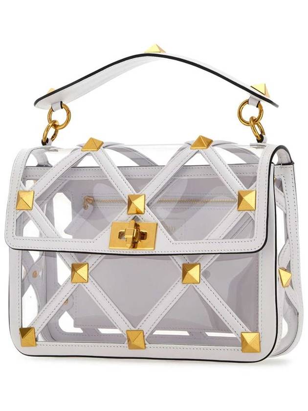 WHITE White polymeric material and leather large Roman Stud handbag 2W2B0I60SEA YL0 - VALENTINO - BALAAN 3