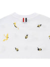 Bird Bee Milano Cotton Intarsia Short Sleeve T-Shirt White - THOM BROWNE - BALAAN 8