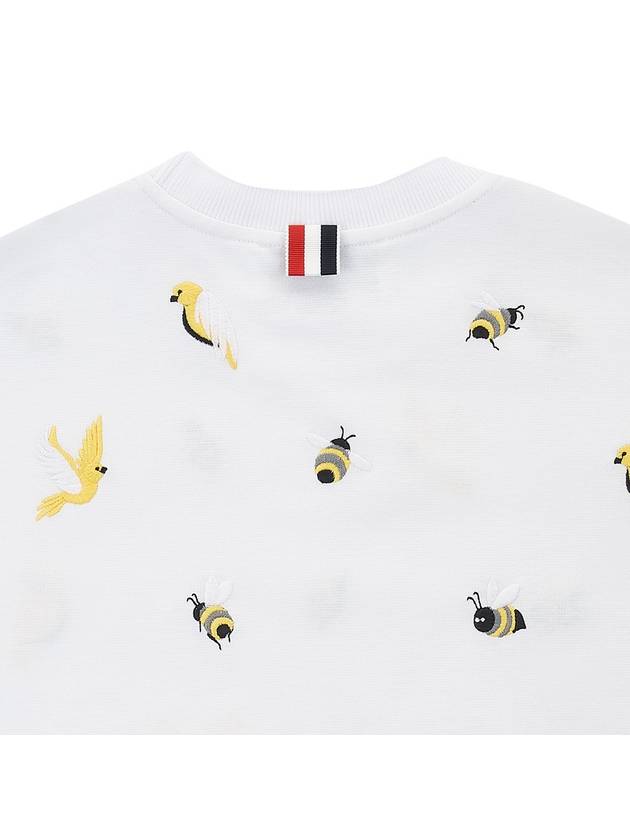 Bird Bee Milano Cotton Intarsia Short Sleeve T-Shirt White - THOM BROWNE - BALAAN 8